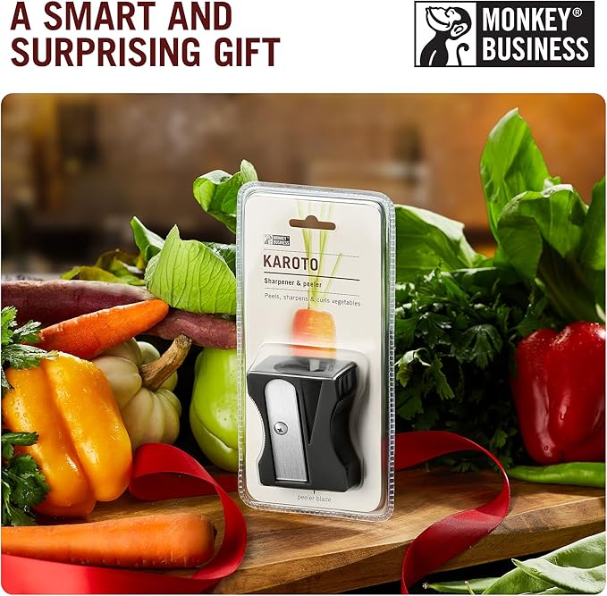 Karoto Carrot Sharpener | Vegetable Peeler | Veggie Peeler & Cucumber Peeler | Fun Kitchen Gadgets | from a Series of Unique Peelers for Kitchen | Fun Kitchen Stuff | by Monkey Business (Black)