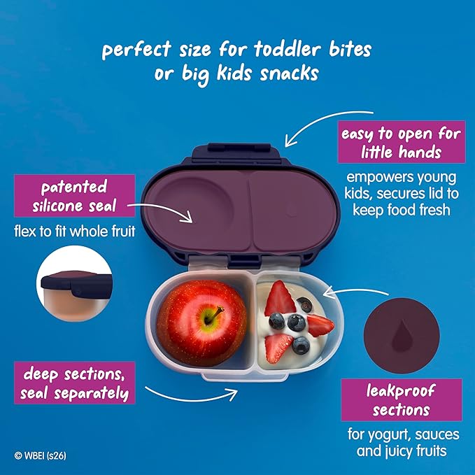 b.box Harry Potter Snack Box - Leakproof 2 Compartment Snack Containers for Kids, Mini Bento Box for Kids & Toddlers, Lunch Containers, Dishwasher Safe, BPA Free, PFAS Free, Ages 4m+, 1.75 Cup