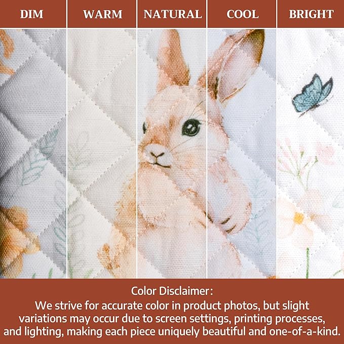 Maison d' Hermine 100% Cotton Oven Mitt & Pot Holder Set (7.5"x13" & 8"x8") Heat Resistant BBQ Cooking Gloves with Loop Baking Grilling Kitchen Gifts for Mothers Day Spring/Summer (Easter Dew)