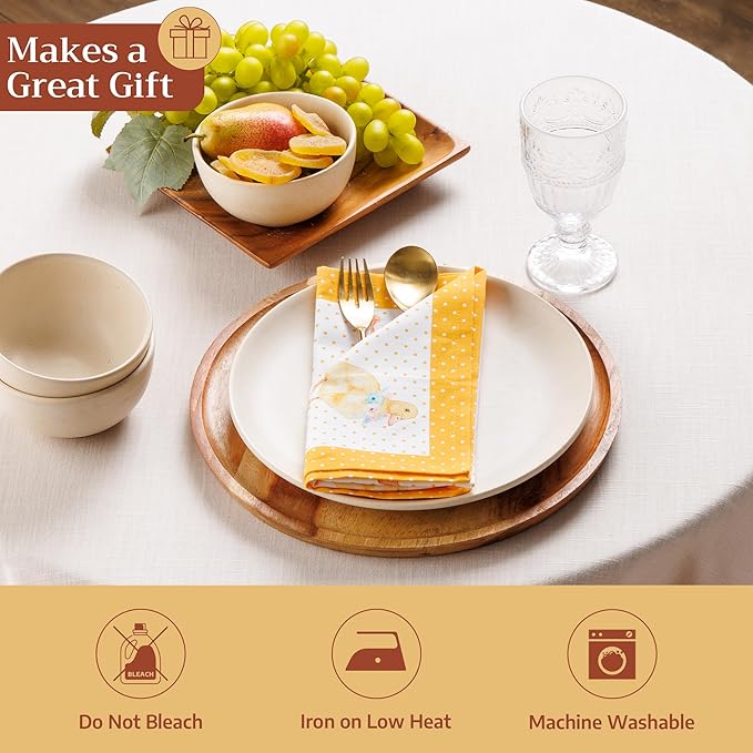 Maison d' Hermine Cloth Napkins Set of 4 100% Cotton Everyday Reusable Square Napkins Cloth Washable Dinner Wedding Restaurant Gifts for Mothers Day Spring/Summer (Ducklings in Spring, 18" x 18")