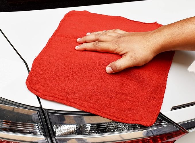 DAN RIVER Shop Towels, 50 Pack Commercial Use Red Terry Cloth Rags for Cleaning Cars & Household Surfaces – Well Absorbent, Reusable Cleaning Rags & Wash Clothes – Washable Towels