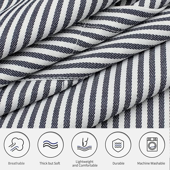 NLUS 2 Pack Cooking Aprons for Women with Pockets, Adjustable Kitchen Bib Aprons Chef Aprons for Women Men(Blue Pinstripes)