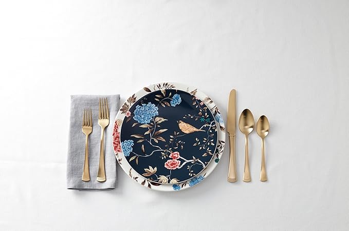 Lenox Silverware Set For 12, Portola Gold 20-Piece Flatware Set, Service For 4, Dishwasher Safe 18/10 Stainless Steel Silverware, Elegant Gold Satin Finish, Knives Spoons and Forks (Golden 20 Piece)