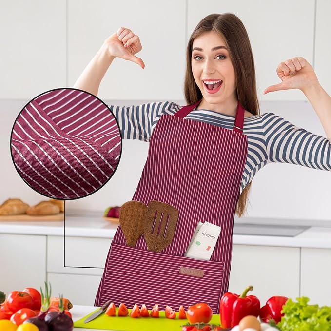 BeLuyi 2 Pack Adjustable Bib Apron with 2 Pockets Chef Cooking Kitchen Restaurant Aprons for Women Men