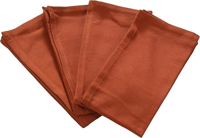 Accent Home 100% Cotton Napkins, Delicate Cloth Napkins for Dinners, Parties and Weddings，18 x 18 Inch Set of 6 - Rust