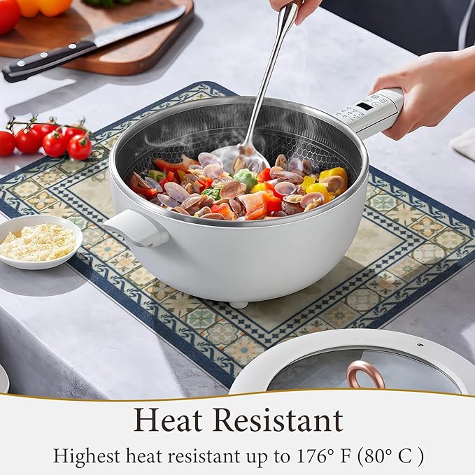Vinyl Placemats Set of 4-12x17 Inch - Heat Resistant Washable Place Mats Waterproof Non-Slip Wipeable Table Mats for Dining Table Decor, Indoor/Outdoor Plastic Mat