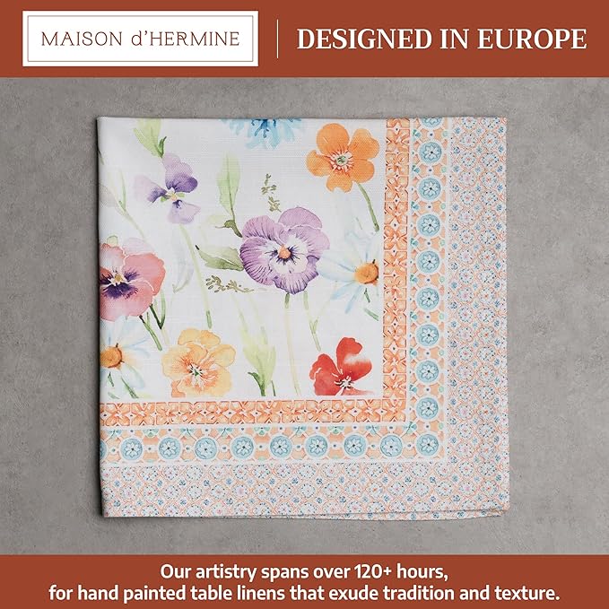 Maison d' Hermine Cloth Napkins Set of 4 100% Cotton Everyday Reusable Square Napkins Cloth Washable Dinner Party Wedding Restaurant Gifts for Mothers Day Spring/Summer(Summer Whisper, 20" x 20")