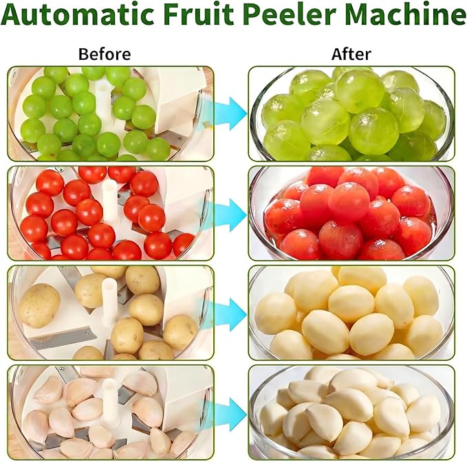 Automatic Grape Peeler Machine, Electric Garlic Peeler & Cherry Tomato,Cordless Electric Grape Peeling Machine for Fruit & Vegetable-Rechargeable Garlic Peeler Skin Remover for Home Kitchen Outdoor