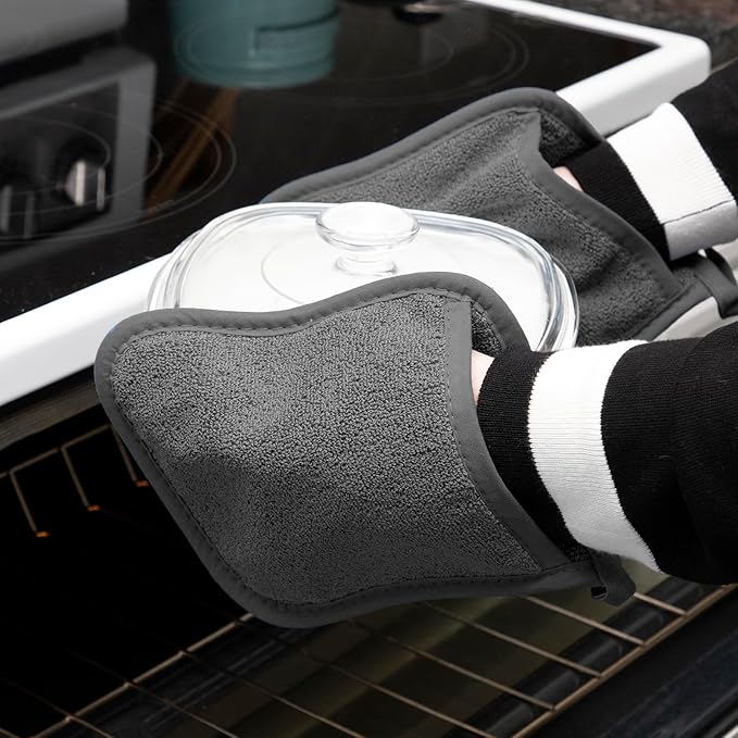 RITZ Terry Pocket Mitt & Hot Pad: Unparalleled Heat Resistant, Durable 100% Cotton – Ergonomically Designed for Optimal Grip – Easy-Care Machine Washable – 2-Pack, Graphite