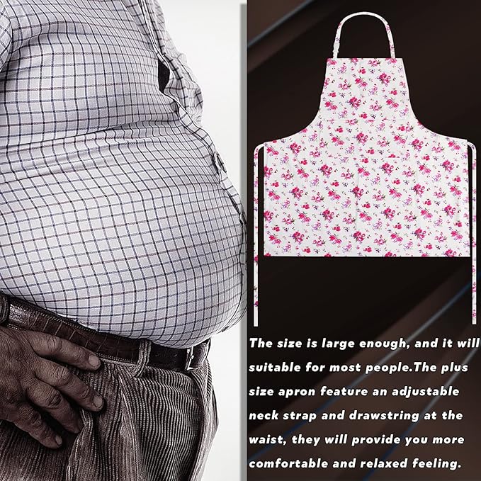 LOLOMLO Oversize Canvas Cotton Apron, Extra Large Aprons with Long Strap, Adjustable Neck Tear Resistant Plus Size aprons
