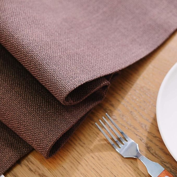 Set of 4 Round Placemat 15 Inch Soft Linen eco-Friendly Fabric Handcrafted Machine Washable Indoor & Outdoor Tablemat Coffee Brown