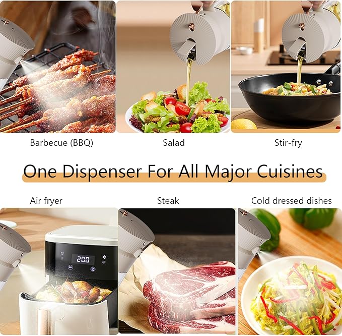 2025 New 19.6oz/580ml Olive Oil Sprayer for Cooking, Leak Glass Olive Oil Dispenser Bottle, 2 in 1 Oil Dispenser and Oil Sprayer, Switch Between Mist & Precision Pour for Air Fryer, BBQ, Salad,Baking
