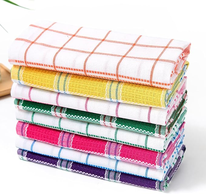 8 Pack Kitchen Dish Towels, 15x25 Inch Cotton Cleaning Dish Cloth for Washing Dishes - Absorbent Dish Rags Drying Large Cleaning Set of 8 Towels for Scrubbing Wipe Glass (15 Inch x 25 inch - 8 Pack)