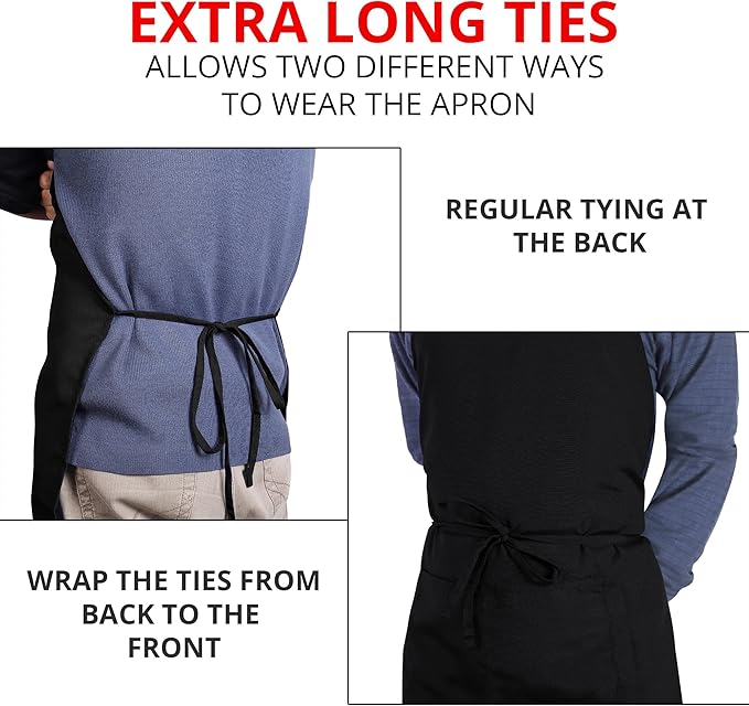 Utopia Kitchen 2 Pack Bib Apron, Adjustable with 2 Pockets, Water and Oil Resistant, Cooking Kitchen Chef Apron for Women Men