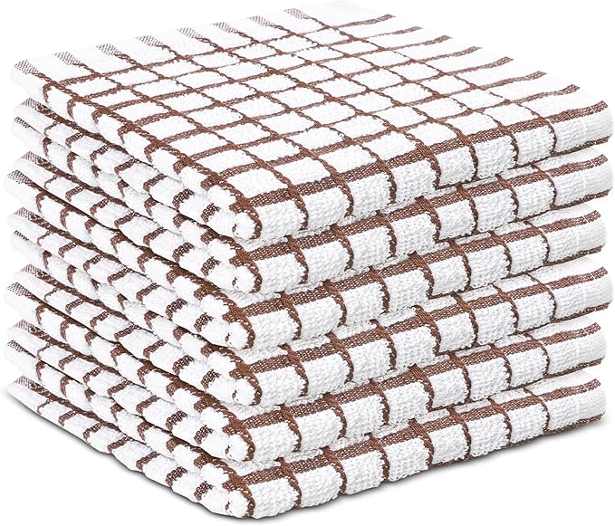 Vintage Vista 100% Cotton Dish Cloths (Pack of 12) - Dish Rags for Washing Dishes - Reusable & Highly Absorbent Kitchen Towels - Kitchen Rags fo Easter - (12" x 12" - Multicolor Checkered)