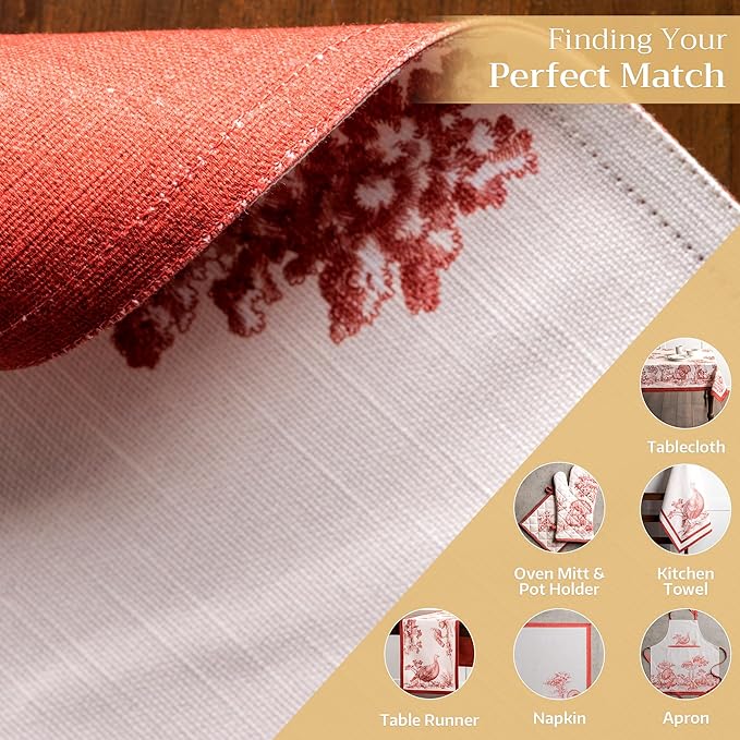 Maison d' Hermine Placemats Set of 4 100% Cotton Washable Cloth Place Mats, Reusable Table Mats for Thanksgiving Christmas Decorations Kitchen Dining Party Wedding (Holy Jouy - Brown, 13" x 19")