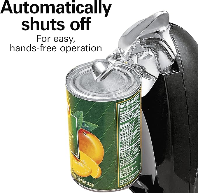 Hamilton Beach Electric Automatic Can Opener with Auto Shutoff, Knife Sharpener, Cord Storage, and SureCut Patented Technology, Extra Tall, Black
