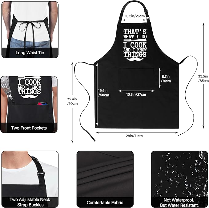 Xornis 100% Cotton Funny Apron for Men Women Adjustable Bib Aprons with 2 Pockets Grill Kitchen Cooking BBQ One Size Fits All