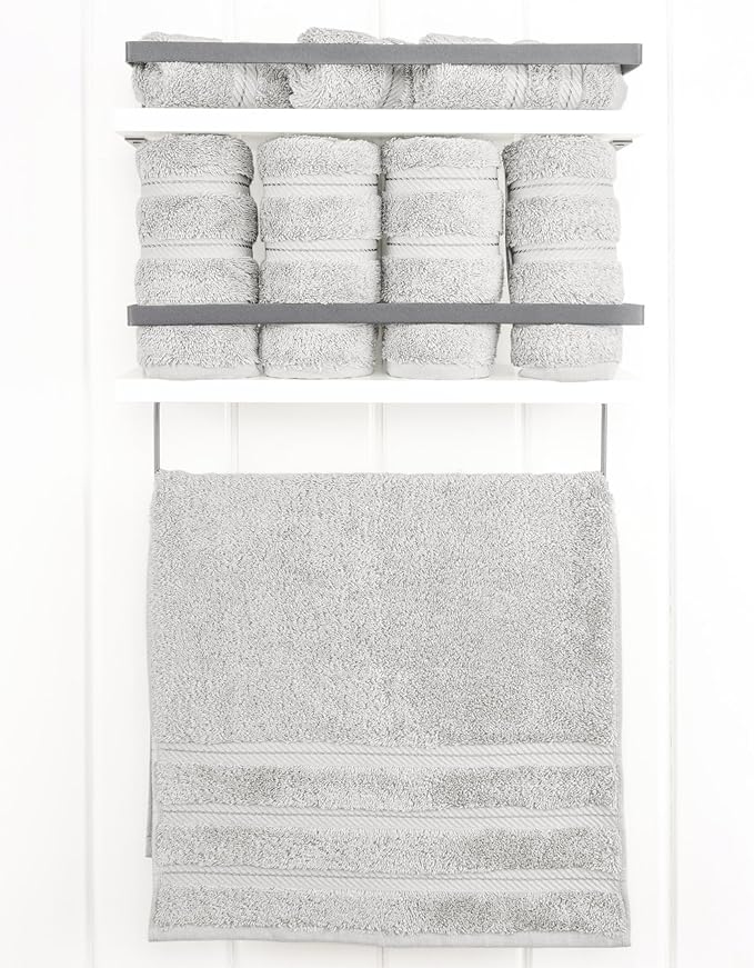 American Soft Linen Luxury Hand Towels for Bathroom, 600 GSM Heawy Weight 16x28 Size 100% Cotton Turkish 4 Piece Hand Face Towel Set, Silver Grey Hand Towels