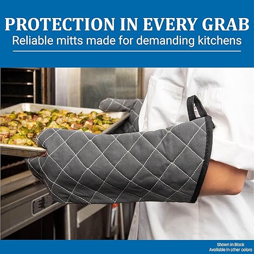 San Jamar 800FG17 BestGuard Commercial Heat Protection Up to 450° F Oven Mitts (Pair), 17 inch Length, Tan