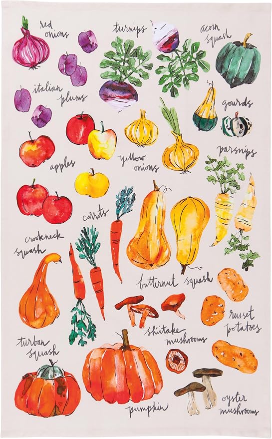 Now Designs Printed Cotton Dishtowel, Veggie Stand (NKT2331D)