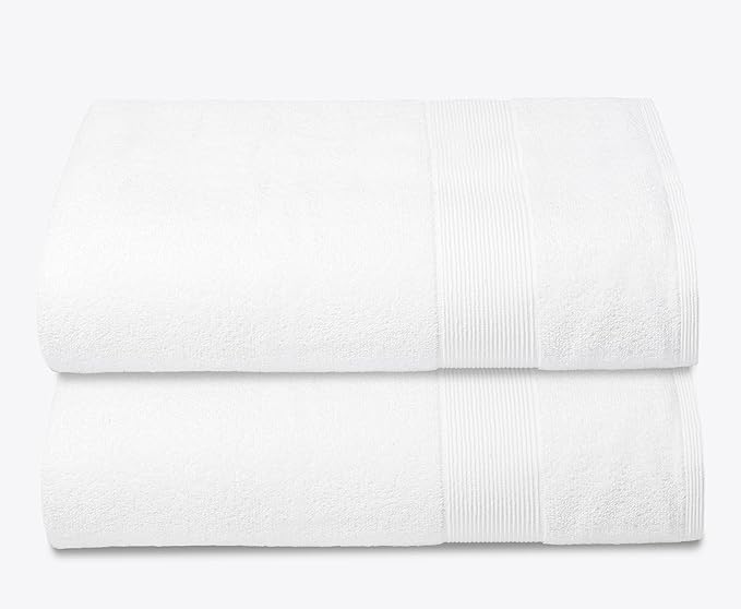 Belizzi Home Premium Cotton Oversized 2 Pack Bath Sheet 35x70-100% Pure Cotton - Ideal for Everyday use - Ultra Soft & Highly Absorbent - Machine Washable - White