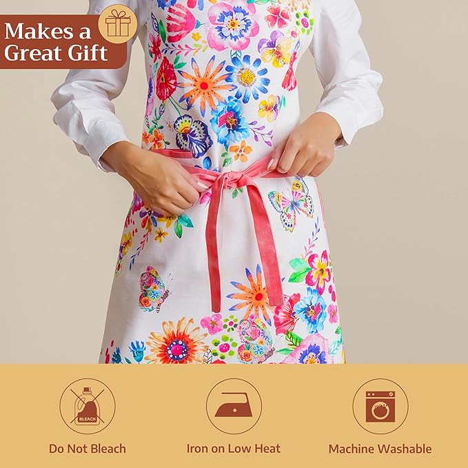Maison d' Hermine 100% Cotton Apron for women with Pocket Kitchen Chef Apron for Men Cooking Mothers Day Gifts