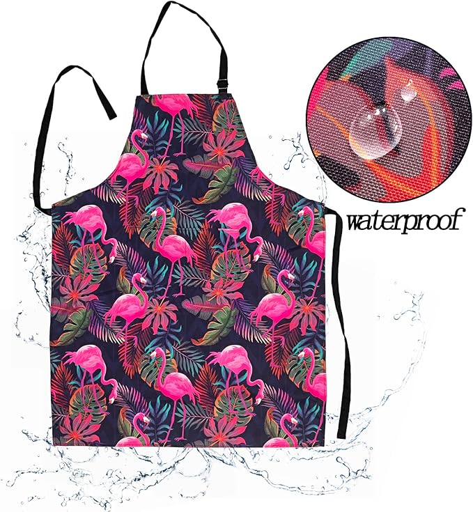 Sosolong Adjustable Waterproof Apron Bib Apron with 2 Pockets Cooking Kitchen Aprons for Women Men Chef