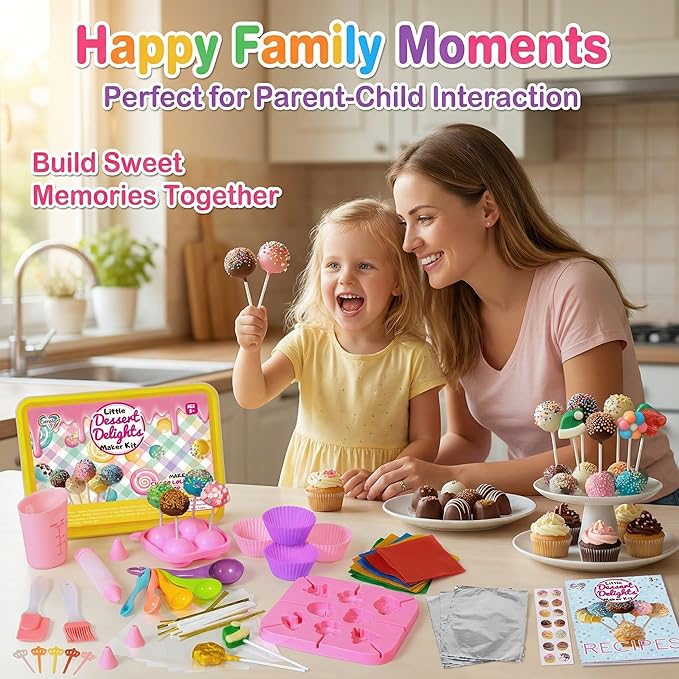 Cake Pop Kit,Kids Baking Sets for Kids,Lollipop Making Kit for Girls,Chocolate and Cupcake Making Includes Silicone Cake Pop Mold for Christmas and Halloween,Carolar