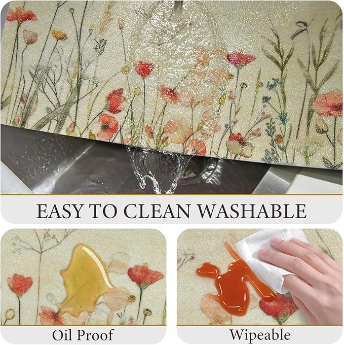 Vinyl Placemats Set of 6-12x17 Inch - Heat Resistant Washable Place Mats Waterproof Non-Slip Wipeable Table Mats for Dining Table Decor, Spring Outdoor Plastic Placemat
