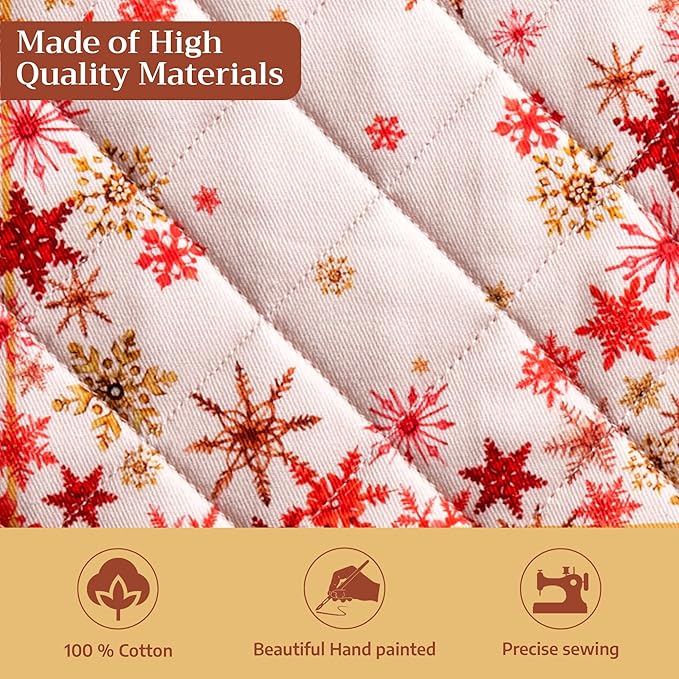Maison d' Hermine Pot Holders 100% Cotton Heat Resistant Potholders 8" x 8" Hot Pads with Loop for Thanksgiving Christmas Decorations BBQ Cooking Baking Handling Hot Pans (Pack of 1, Crystal Star)