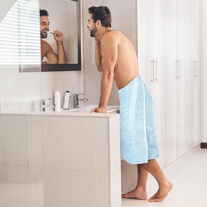Commercial Bulk Pack of 12 Large Bath Towels – 100% Cotton Terry 24" x 50" – Ideal for Hotels, Salons, Gyms, Spas & Institutional Use – Sky Blue