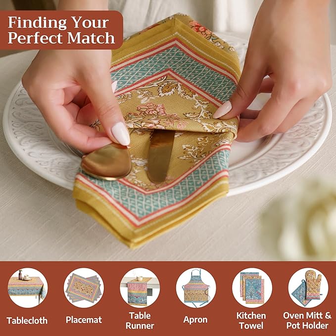 Maison d' Hermine Cloth Napkins Set of 6 100% Cotton Everyday Reusable Square Napkins Cloth Washable Dinner Party Wedding Restaurant Gifts for Mothers Day Spring/Summer (Marquise, 20" x 20")