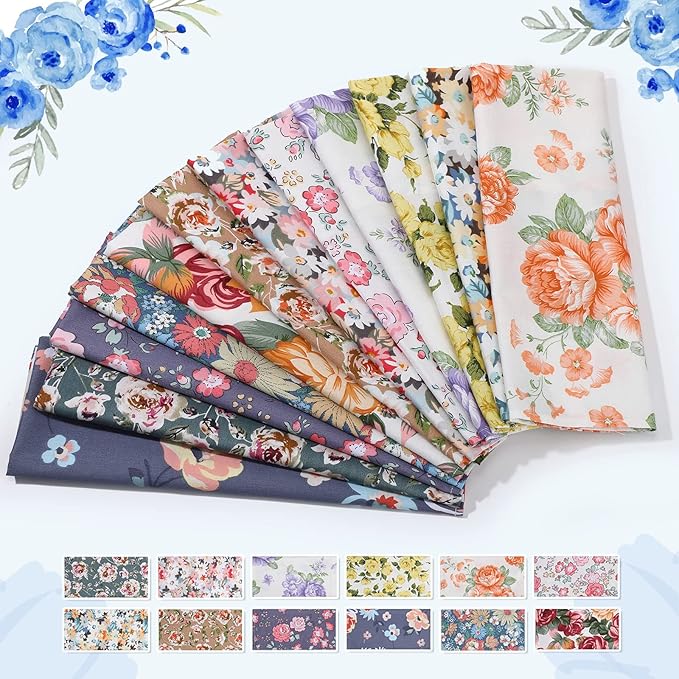 Tudomro 24 Pcs Cotton Cloth Napkins 15 x 15 Inch Floral Dinner Napkins Washable Home Decor for Spring Summer Family Dining Cocktail Parties Wedding Party Dish Plates,12 Styles