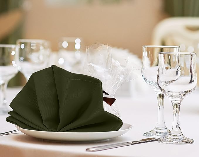 Utopia Kitchen Olive Cloth Napkins [12 Pack, 18x18 Inch] Absorbent Cotton Blend Washable and Reusable for Dinner, Restaurant, Lunch, Wedding and Hotel