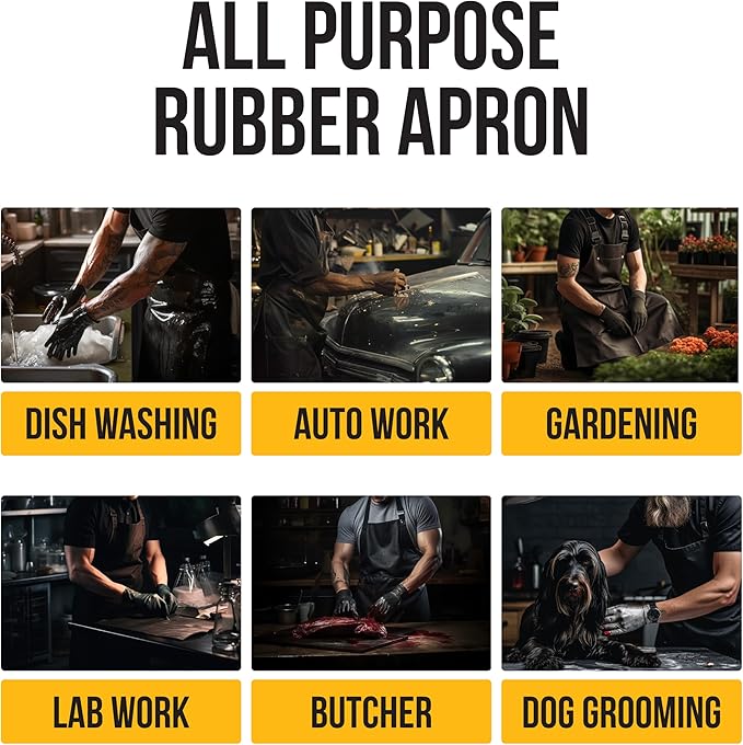ecoZen Lifestyle Waterproof Apron for Men and Women - Carpenter, Woodworking, Dishwashing Black Rubber Vinyl Apron, Water and Oil Resistant Aprons