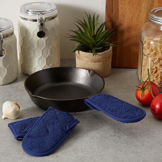DII Basic Terry Collection Quilted 100% Cotton, Pan Handle, Nautical Blue, 3 Piece