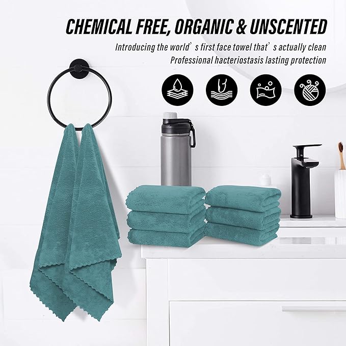 MOONQUEEN 18 Pack Premium Hand Towels - Quick Drying - Microfiber Coral Velvet Highly Absorbent Towels - Multipurpose Use as Hotel, Bathroom, Shower, Spa, Hand Towel 16 x 28 inches (Teal)