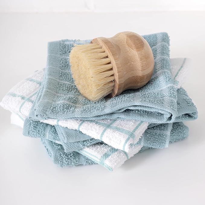 Ritz Premium 3-Pack Kitchen Towel & 6-Pack Dish Cloth Set - Highly Absorbent, Super Soft, Long-Lasting, 100% Cotton Terry Drying Cleaning Cloths, Dew