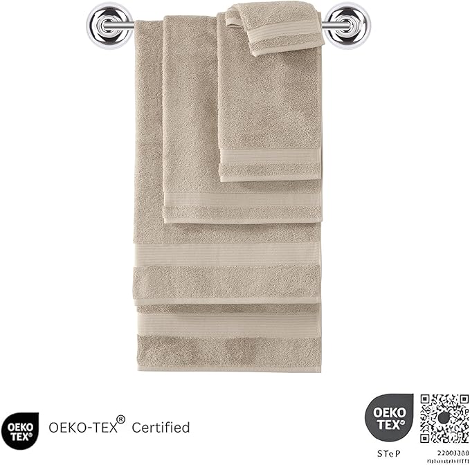 Classic Turkish Towels CTT - Luxury 6 Piece Towel Set, 100% Turkish Cotton, Quick Drying, Highly Absorbent & Comfy, Includes 2 Bath Towels, 2 Hand Towels & 2 Washcloths | (Beige)