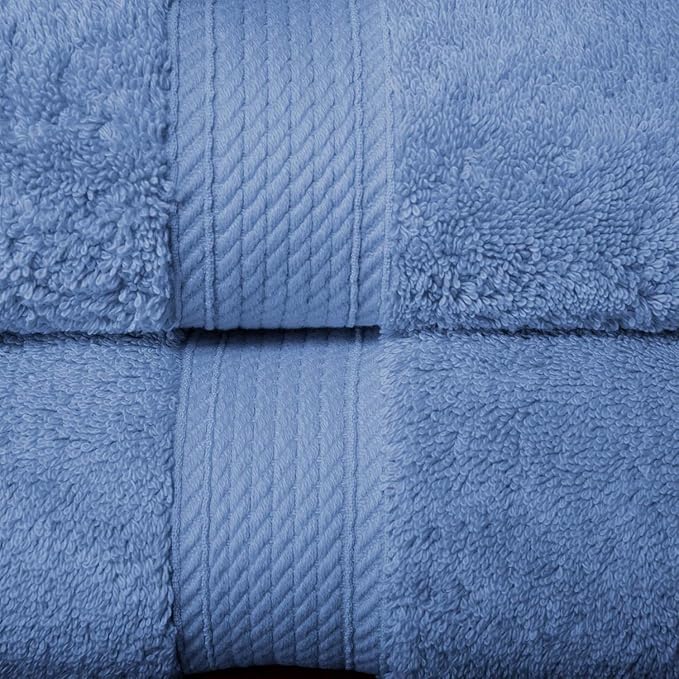 SUPERIOR Egyptian Cotton Pile 10 Piece Towel Set, Includes 2 Bath, 4 Hand, 4 Face Towels/Washcloths, Ultra Soft Luxury Towels, Thick Plush Essentials, Guest Bath, Spa, Hotel Bathroom, Denim Blue
