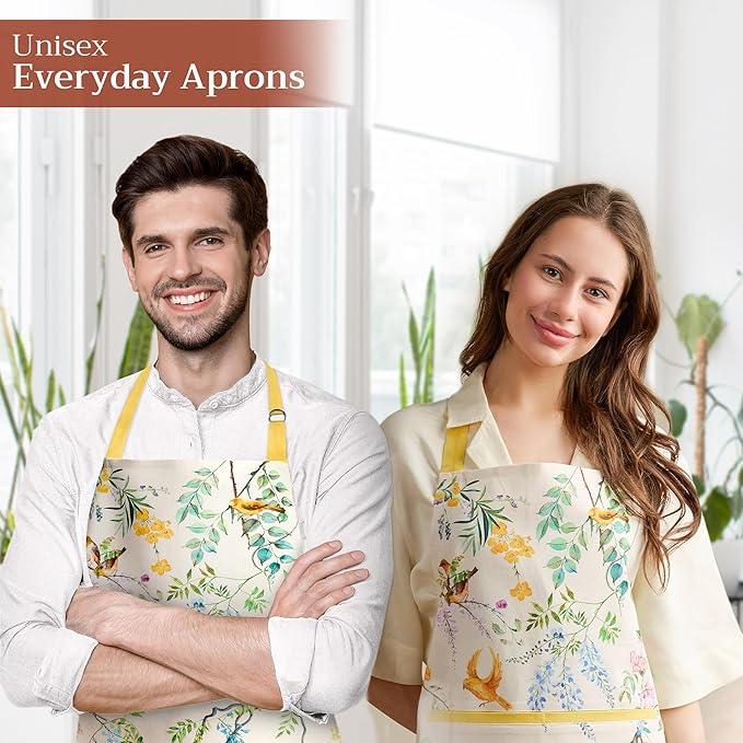Maison d' Hermine 100% Cotton Apron for women with Pocket Kitchen Chef Apron for Men Cooking Mothers Day Gifts