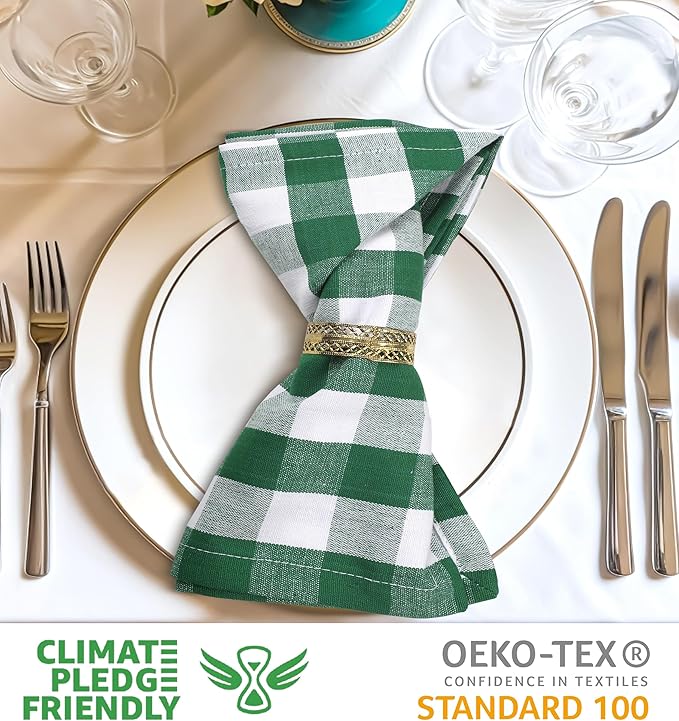 Urban Villa Cloth Napkins Set of 12 20x20 Inches 100% Cotton Napkins Cloth Washable Soft Durable Reusable Absorbent Table Dinner Napkins Cloth for Hotel Lunch Restaurant Weddings Parties- Hunter White