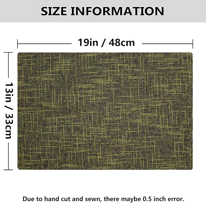 Kevin Textile Christmas Burlap Linen Placemats Set of 6 Heat Resistant Dining Table Place Mats Washable Kitchen Table Mats for Dinning Party Holiday Indoor Outdoor, 13 x19 inches, Peridot Green