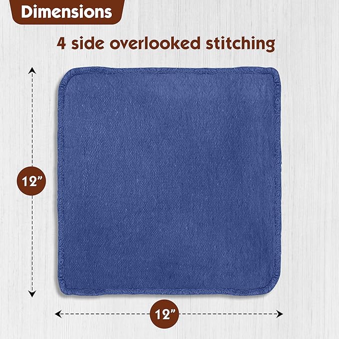 Nabob Wipers Auto Mechanic Shop Towels 100 Pack Bulk Rags 100% Cotton Commercial Grade Shop Rags Size 14"x14" (100 Pack, Blue)