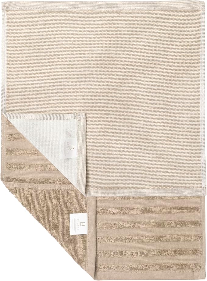 Bumble Premium Dish Cloths 13"x13" (6 Pack) | 100% Natural Ring Spun Cotton | 400 GSM | Highly Absorbent & Soft |Yarn Dyed & Solid Dyed Terry Dish Cloth Set - Tan