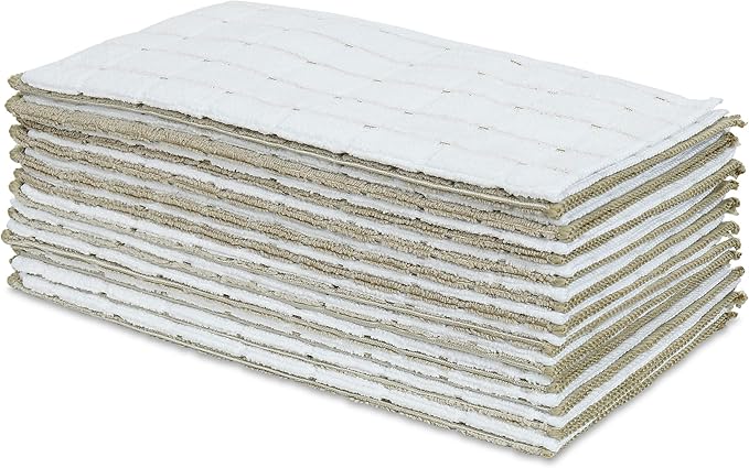 Simpli-Magic 79282 Microfiber Kitchen Towels, Brownstone/White, 15"x25", 12 Pack