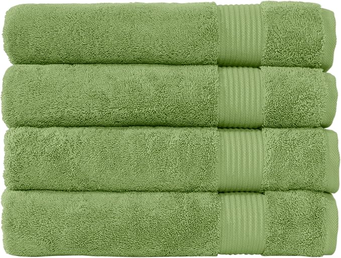 Classic Turkish Towels CTT - Premium 4 Piece Bath Towel Set, Made with 100% Turkish Cotton, Quick Drying, Highly Absorbent & Comfy Towels for Spa & Hotel | 30"x54" (Green)