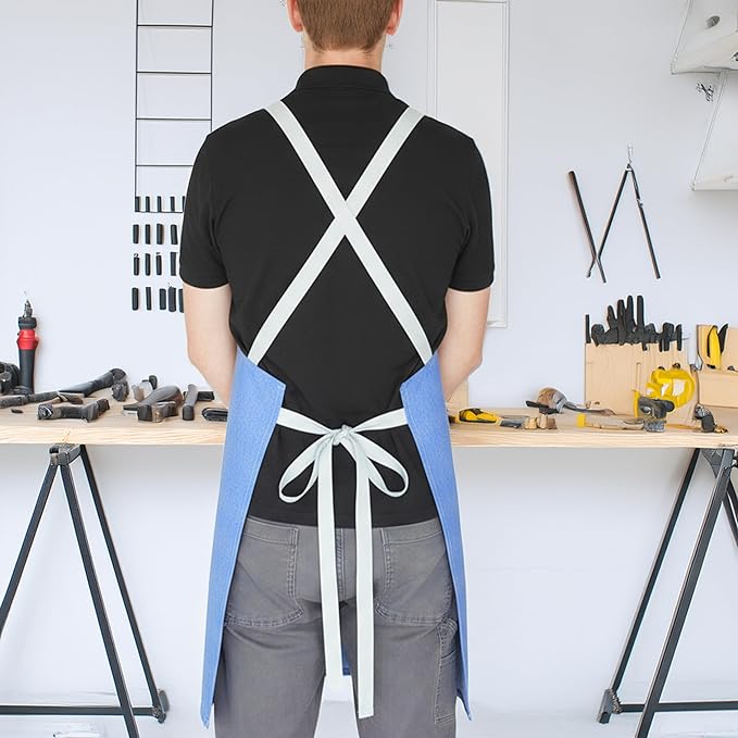 Professional Work Apron for Men & Women – 100% Cotton with waterproof Membrane, Cross Back Straps