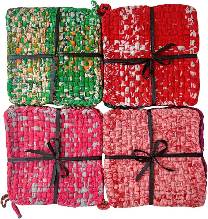 Quilted Cotton Potholders – Reversible - Heat Resistant - Hot Pads – patchwork kitchen décor - Set of 2
